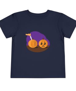 Scared pumpkin on a shirt in the color Navy - Memento Mary