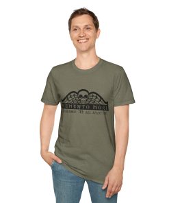 Memento Mori in black on a shirt in the color Heather Military Green - Memento Mary