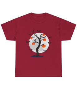 Bats Around The Pumpkin Tree on a tshirt in the color of Cardinal Red - Memento Mary