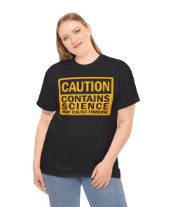 Caution, contains science! May cause thinking on a shirt in the color Black - Memento Mary