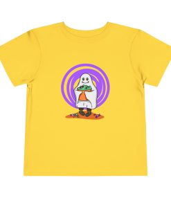 Trick-or-treating ghost on a shirt in the color Yellow - Memento Mary