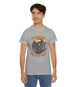 Elephant of Surprise! on a shirt in the color Sport Grey - Memento Mary