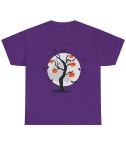 Bats Around The Pumpkin Tree on a tshirt in the color of Purple - Memento Mary