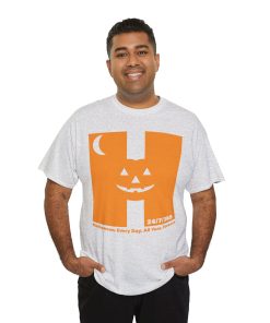 Halloween. Every Day. All Year. Forever in orange on a shirt in the color Ash - Memento Mary