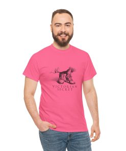 Victorian Secret in black on a shirt in the color Safety Pink - Memento Mary