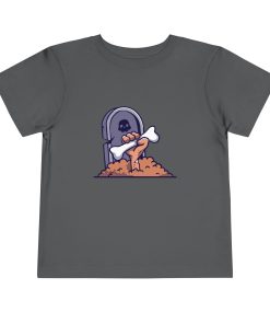 Zombie coming out of the ground in front of a tombstone on a shirt in the color Asphalt - Memento Mary