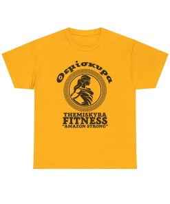 Themiskyra Fitness on a shirt in the color Gold. - Memento Mary