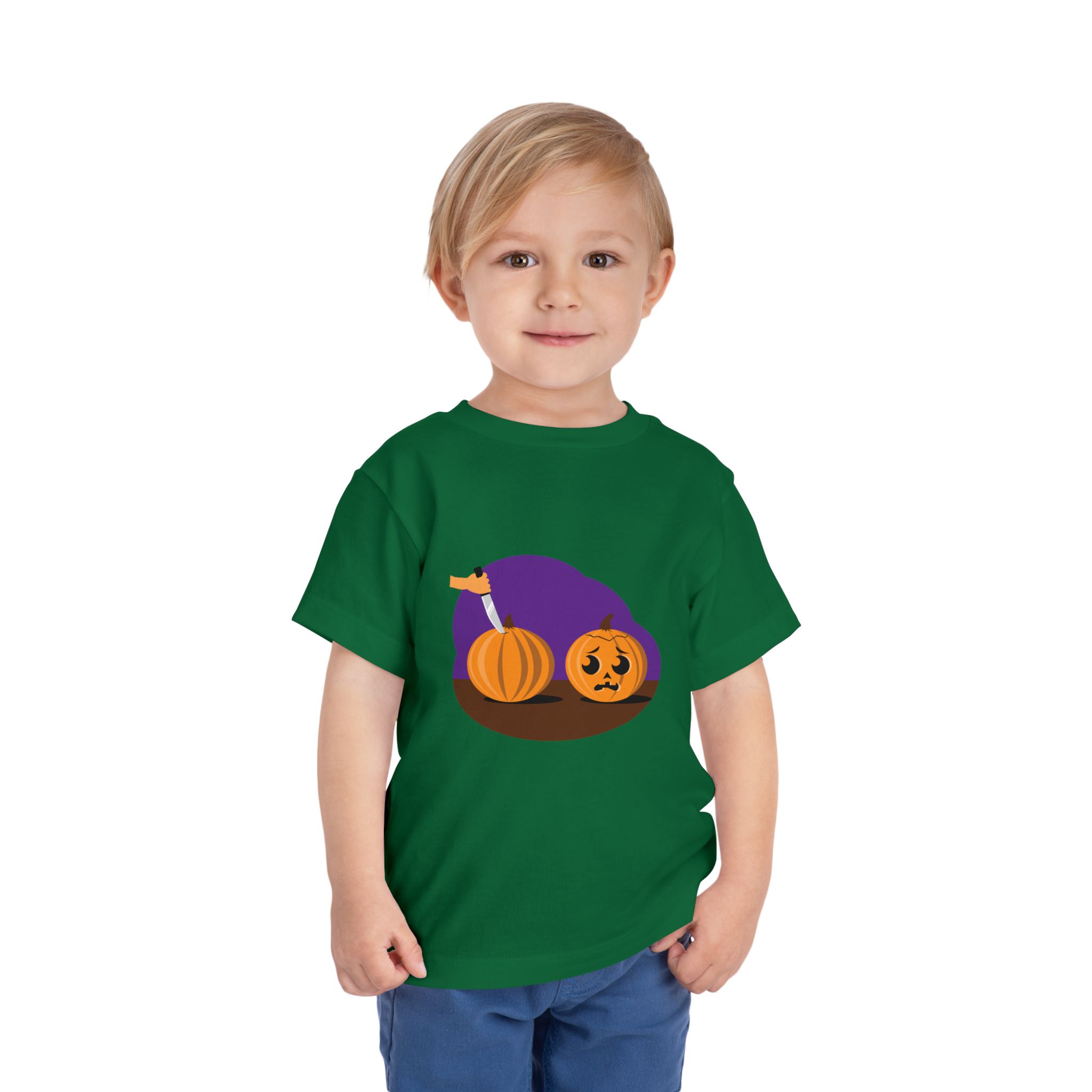 Scared pumpkin on a shirt in the color Kelly - Memento Mary