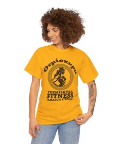 Themiskyra Fitness on a shirt in the color Gold. - Memento Mary