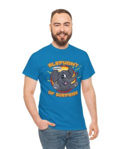 Elephant of Surprise! on a shirt in the color Sapphire - Memento Mary