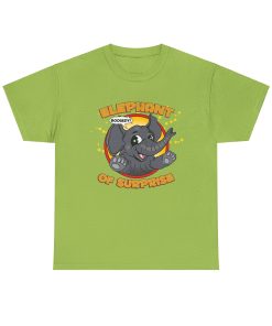 Elephant of Surprise! on a shirt in the color Kiwi - Memento Mary