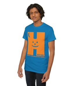 Halloween. Every Day. All Year. Forever in orange on a shirt in the color Sapphire - Memento Mary