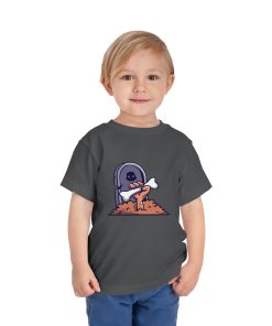 Zombie coming out of the ground in front of a tombstone on a shirt in the color Asphalt - Memento Mary