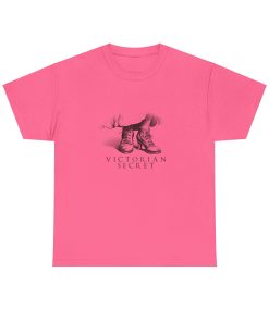 Victorian Secret in black on a shirt in the color Safety Pink - Memento Mary