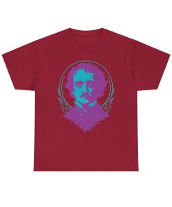 Colorful Edgar Allan Poe Portrait on a shirt in the color Cardinal Red - Memento Mary