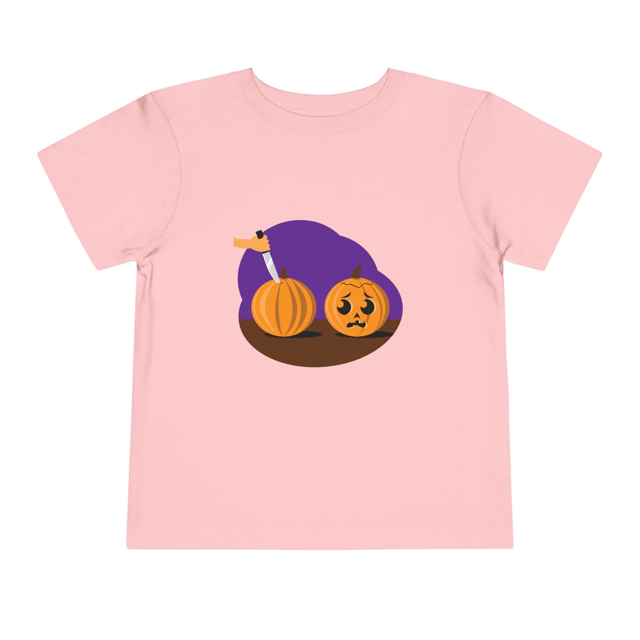 Scared pumpkin on a shirt in the color Pink - Memento Mary