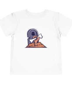 Zombie coming out of the ground in front of a tombstone on a shirt in the color White - Memento Mary