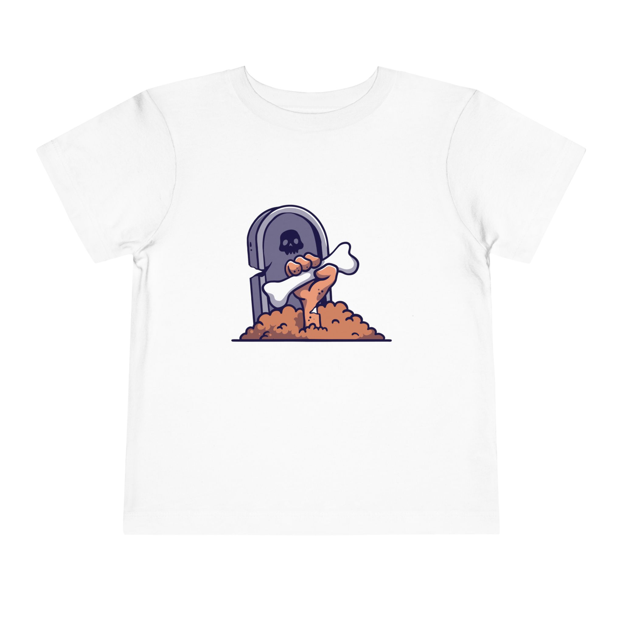 Zombie coming out of the ground in front of a tombstone on a shirt in the color White - Memento Mary
