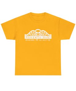 Memento Mori in white on a shirt in the color Gold - Memento Mary