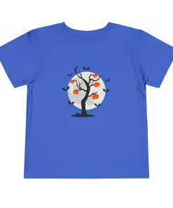 Bats flying around a tree with Jack-o-lanterns on a shirt in the color Royal - Memento Mary