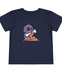 Zombie coming out of the ground in front of a tombstone on a shirt in the color Navy - Memento Mary