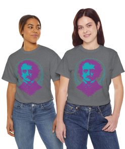 Colorful Edgar Allan Poe Portrait on a shirt in the color Graphite Heather - Memento Mary