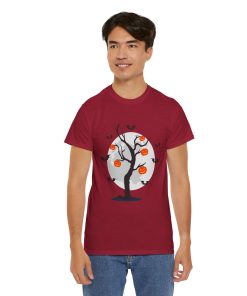 Bats Around The Pumpkin Tree on a tshirt in the color of Cardinal Red - Memento Mary