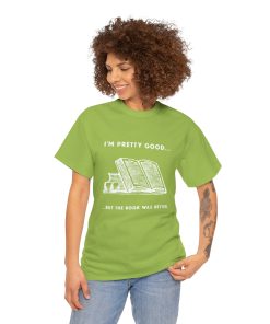 I'm pretty good - but the book was better in white on a shirt in the color of Kiwi - Memento Mary