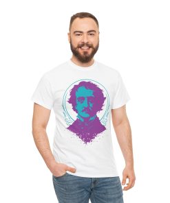 Colorful Edgar Allan Poe Portrait on a shirt in the color White - Memento Mary
