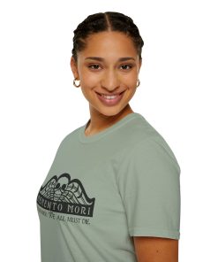 Memento Mori in black on a shirt in the color Sage - Memento Mary