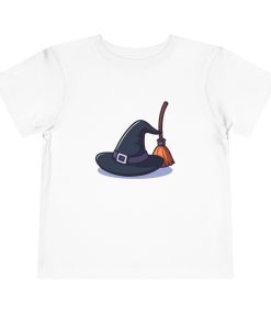 Witches hat and broom on a shirt in the color White - Memento Mary