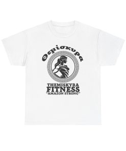 Themiskyra Fitness on a shirt in the color White. - Memento Mary