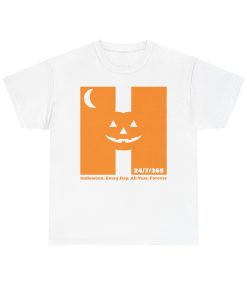 Halloween. Every Day. All Year. Forever in orange on a shirt in the color White - Memento Mary