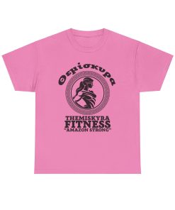 Themiskyra Fitness on a shirt in the color Azalea. - Memento Mary
