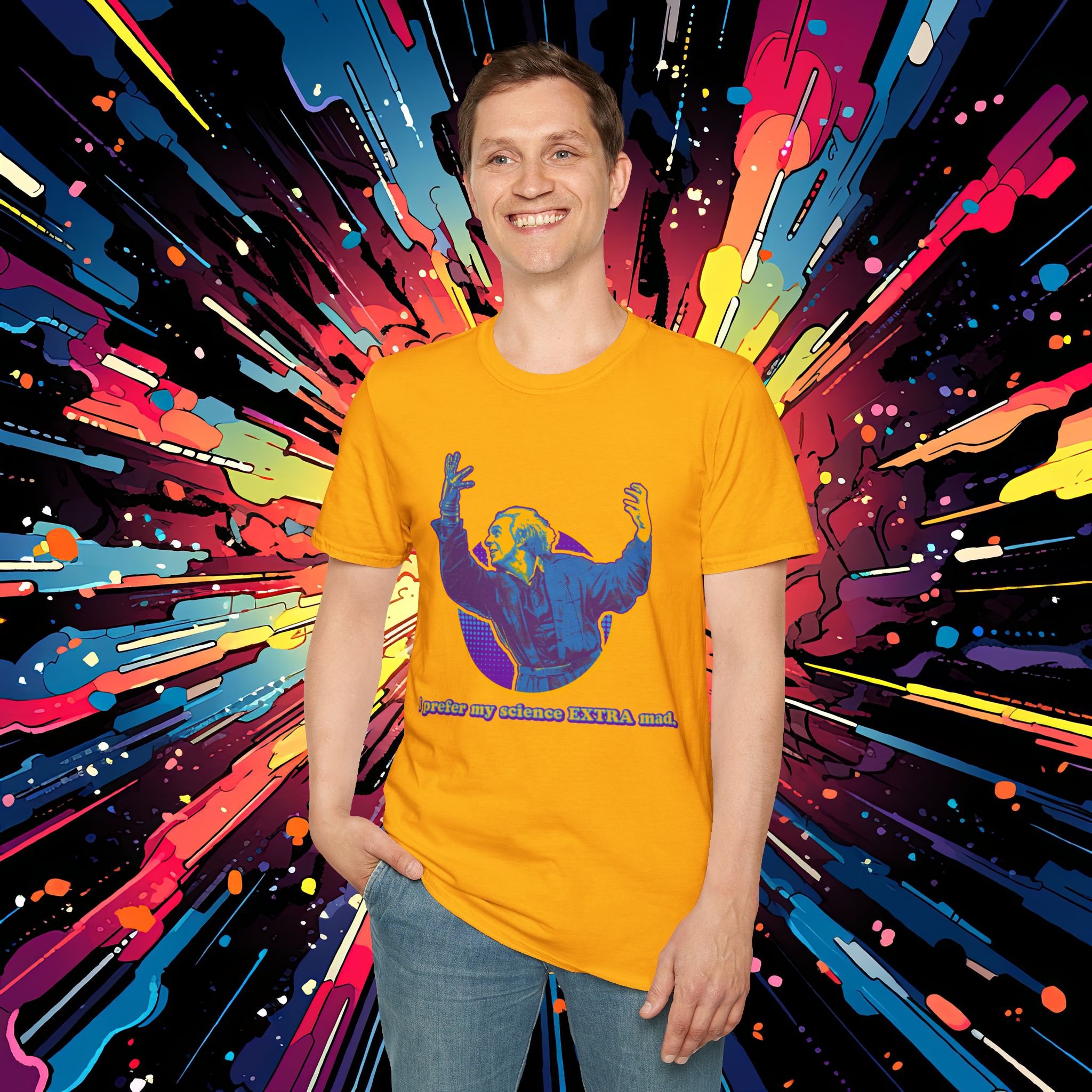 I prefer my science extra mad! on a shirt in the color Gold - Memento Mary