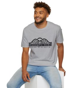 Memento Mori in black on a shirt in the color Sport Grey - Memento Mary