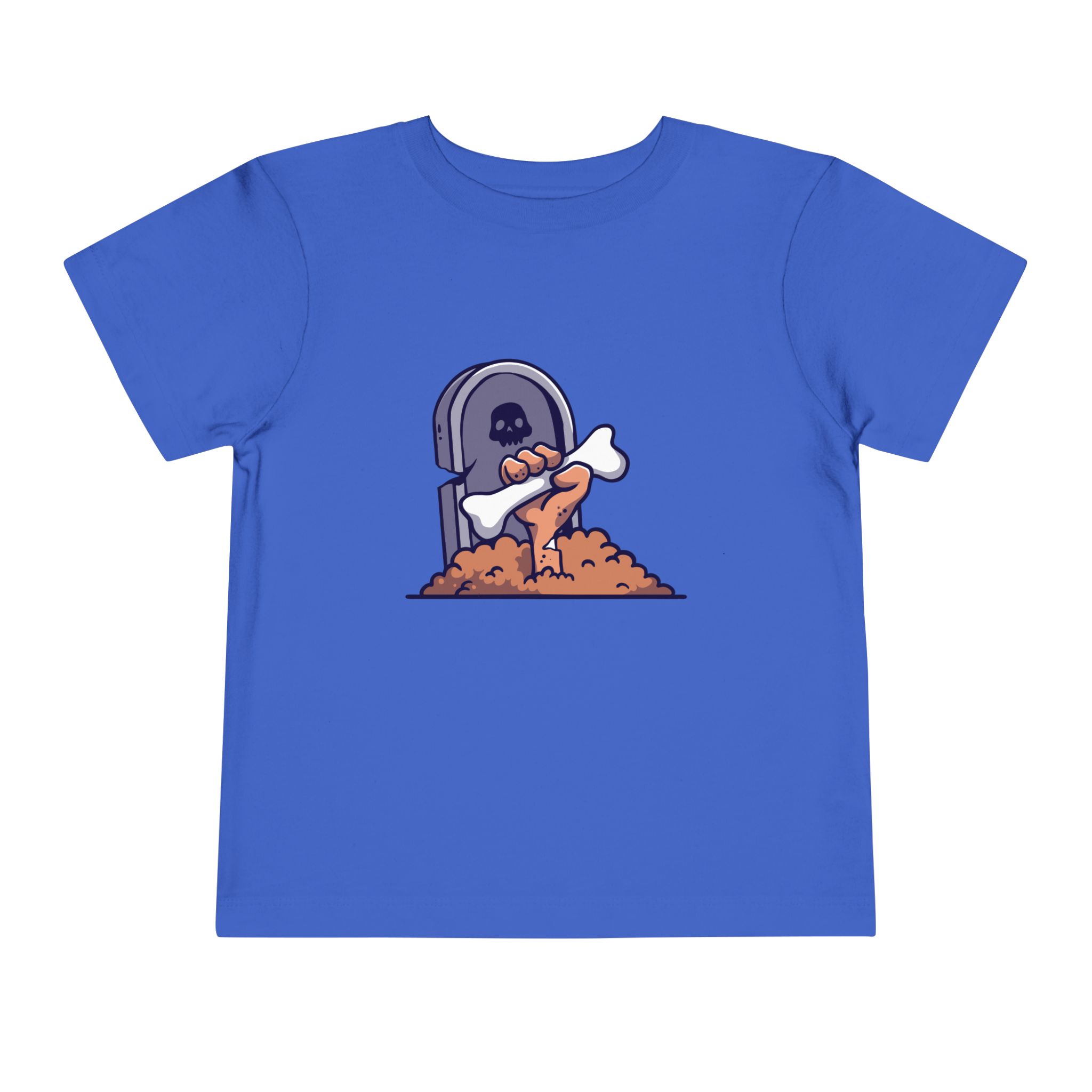 Zombie coming out of the ground in front of a tombstone on a shirt in the color Royal - Memento Mary