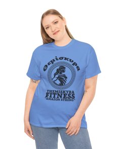 Themiskyra Fitness on a shirt in the color Carolina Blue. - Memento Mary