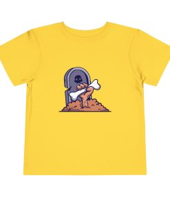Zombie coming out of the ground in front of a tombstone on a shirt in the color Yellow - Memento Mary