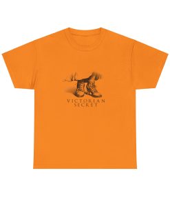 Victorian Secret in black on a shirt in the color Safety Orange - Memento Mary