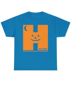 Halloween. Every Day. All Year. Forever in orange on a shirt in the color Sapphire - Memento Mary