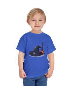 Witches hat and broom on a shirt in the color Royal - Memento Mary