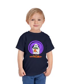 Trick-or-treating ghost on a shirt in the color Navy - Memento Mary