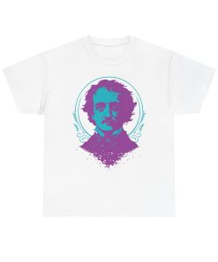 Colorful Edgar Allan Poe Portrait on a shirt in the color White - Memento Mary