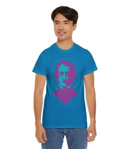 Colorful Edgar Allan Poe Portrait on a shirt in the color Sapphire - Memento Mary