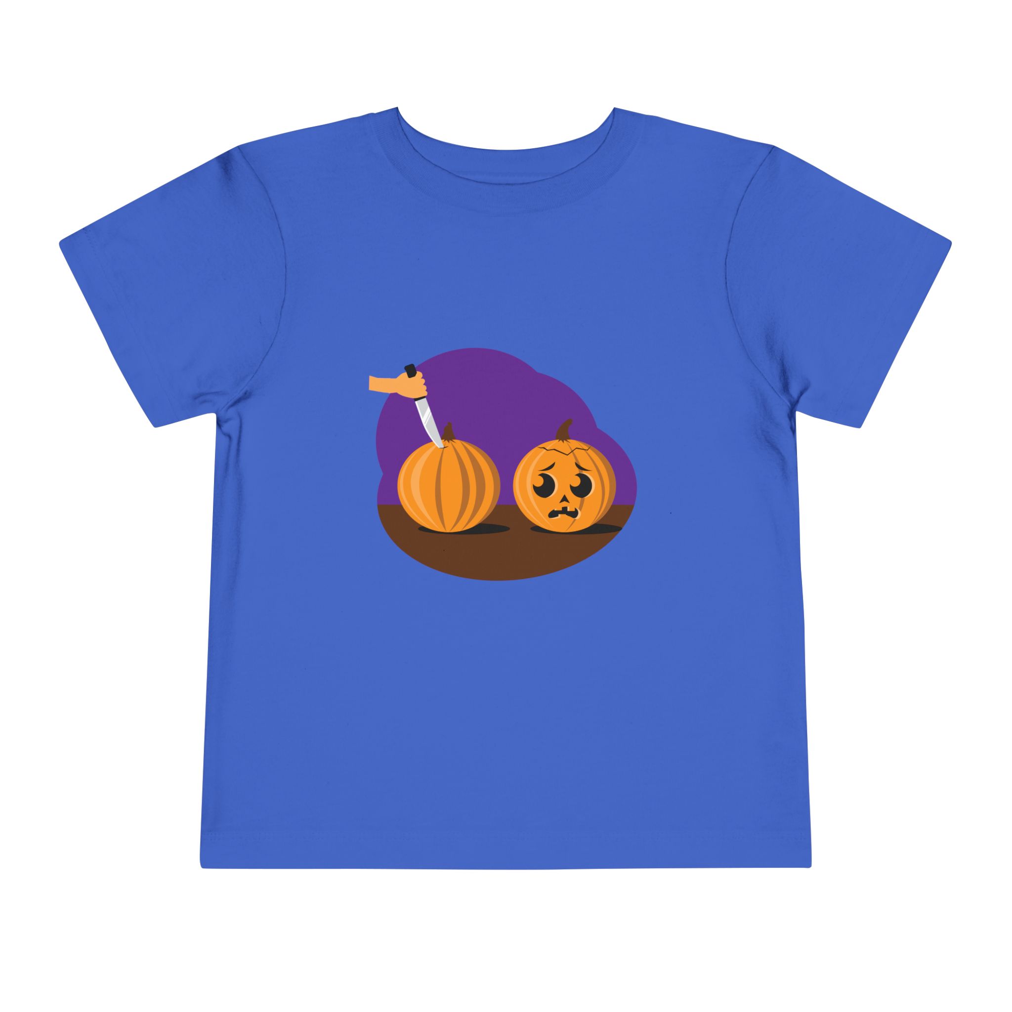 Scared pumpkin on a shirt in the color Royal - Memento Mary