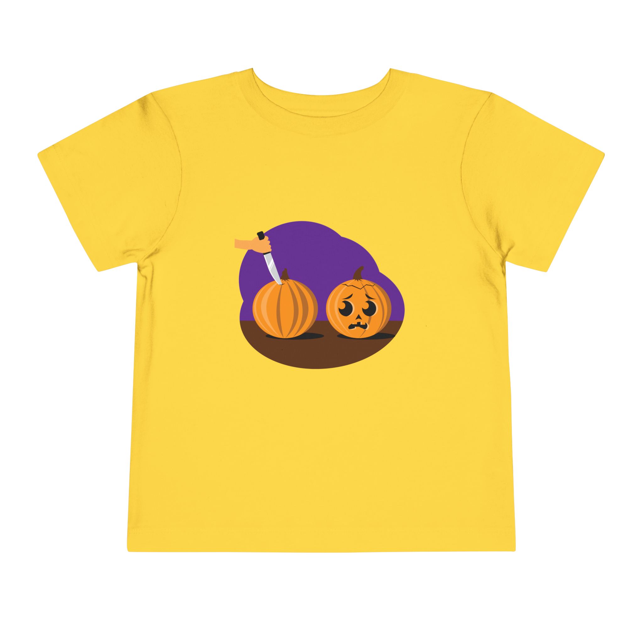 Scared pumpkin on a shirt in the color Yellow - Memento Mary