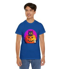 Cat O'Lantern on a tshirt in the color of Royal - Memento Mary