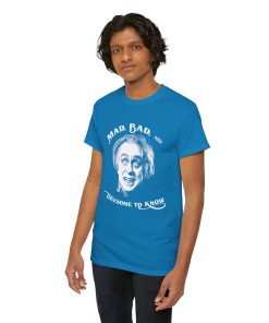 Mad, Bad, and Tiresome to Know on a shirt in the color Sapphire - Memento Mary