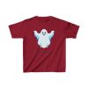 Levitating, slightly menacing ghost on a shirt in the color Cardinal Red - Memento Mary
